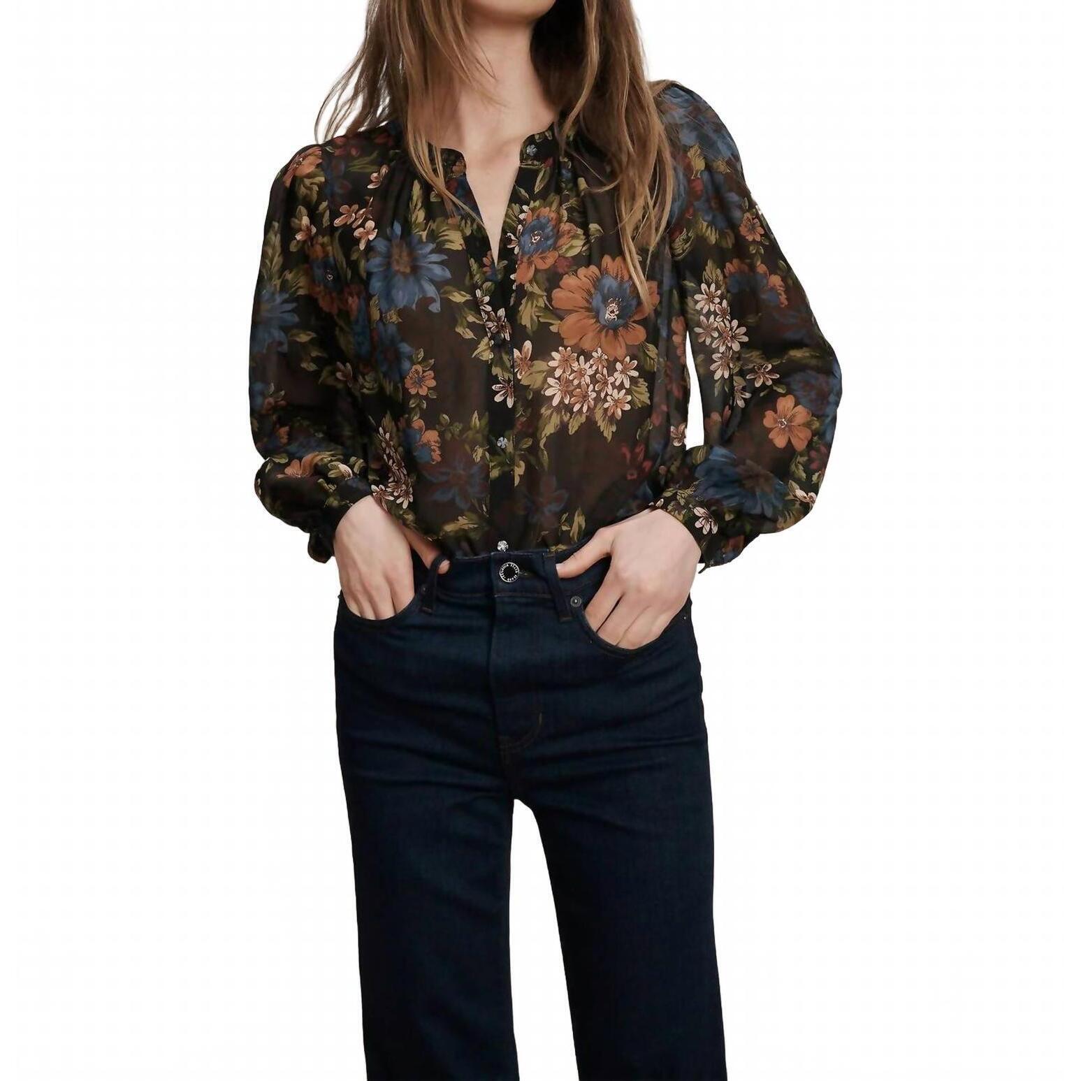 New Veronica Beard Ashlynn Silk Blouse In Black Multi